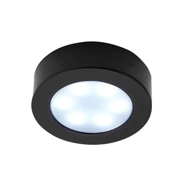 LED round matt black under cabinet light cool white