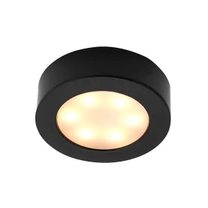 LED round matt black under cabinet light warm white