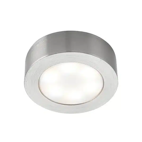 LED round satin nickel under cabinet light daylight white