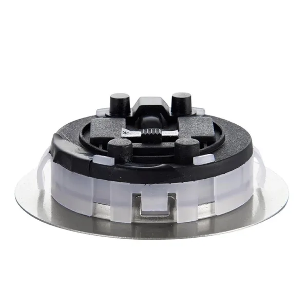 LED round satin nickel under cabinet light side angle