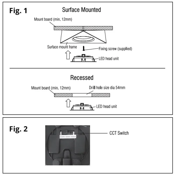 LED triangular matt black under cabinet light diagram instructions