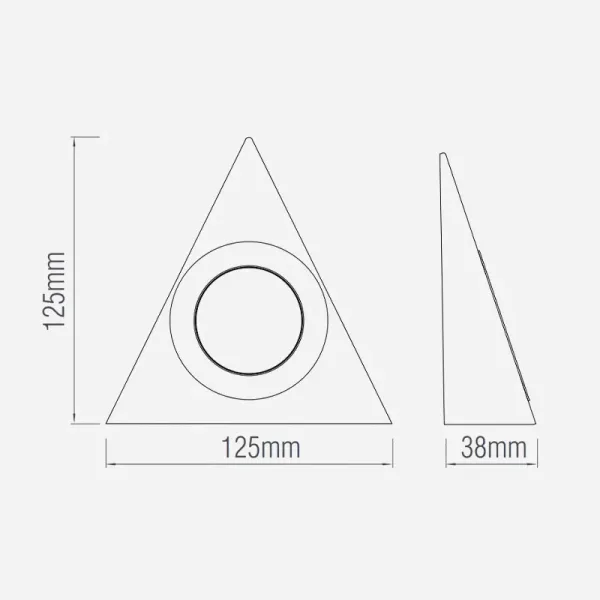 LED triangular matt black under cabinet light dimensions