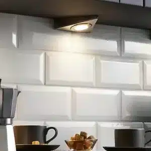 LED triangular matt black under cabinet light in kitchen