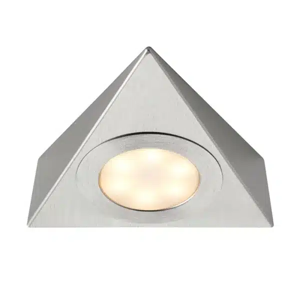 LED triangular satin nickel under cabinet light warm white