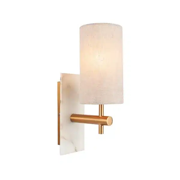 Modern brass marble effect wall light gallery image