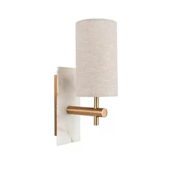 Modern brass and marble effect wall light unlit facing upward