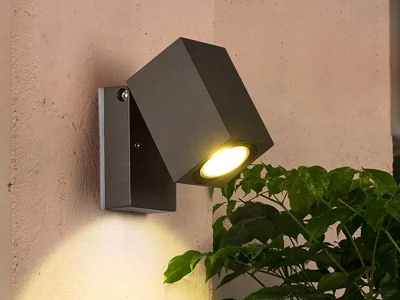 Directional outdoor wall light in anthracite mounted on exterior wall