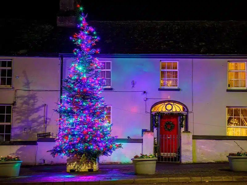 Connectable multicolour outdoor Christmas lights ideal for Christmas trees, rooflines, fences and railings