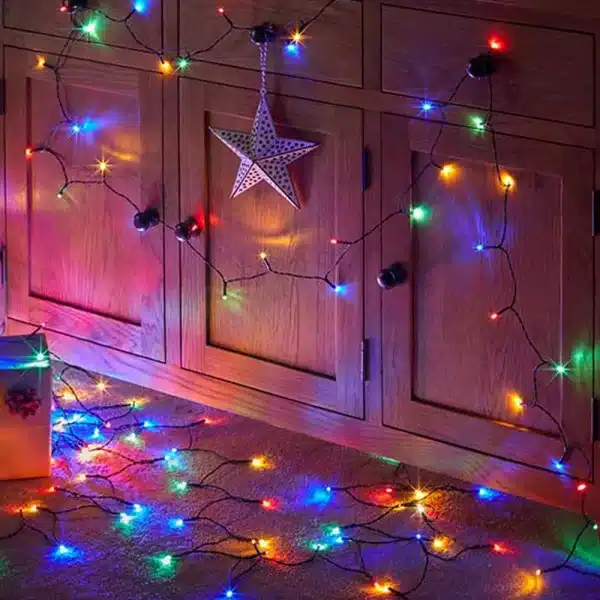 100 LED Multicolour Battery Christmas Lights Indoor Display