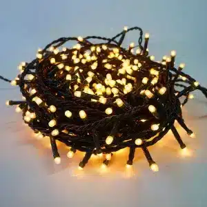 100 multifunction connectable Christmas lights warm white in black cable with timer function