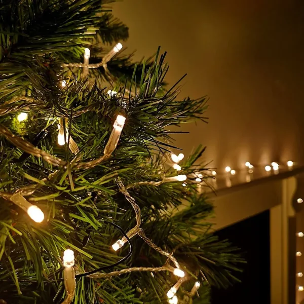 100 multifunction connectable Christmas lights warm white in clear cable indoor tree display