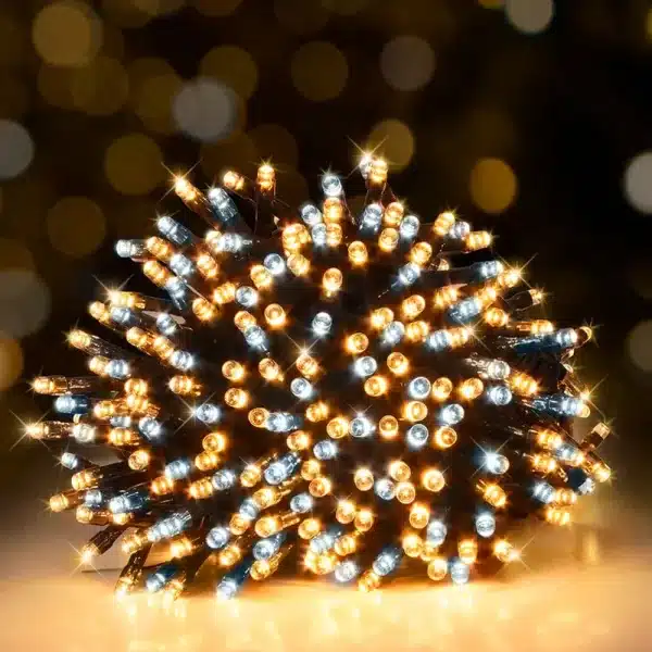 200 LED Battery Christmas Lights Warm White with Ice White Flash Gallery Image