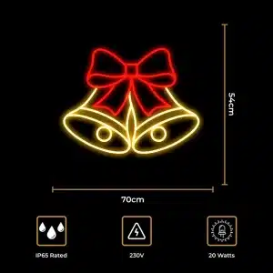 2D bells & bow LED Christmas decoration size and features
