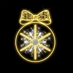 2D Christmas bauble with bow & chasing effect for outdoor use