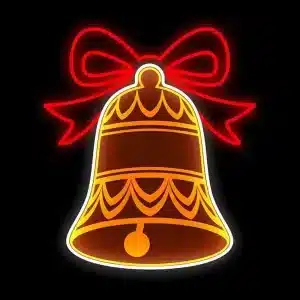 2D Christmas bell with bow decoration for outdoor use