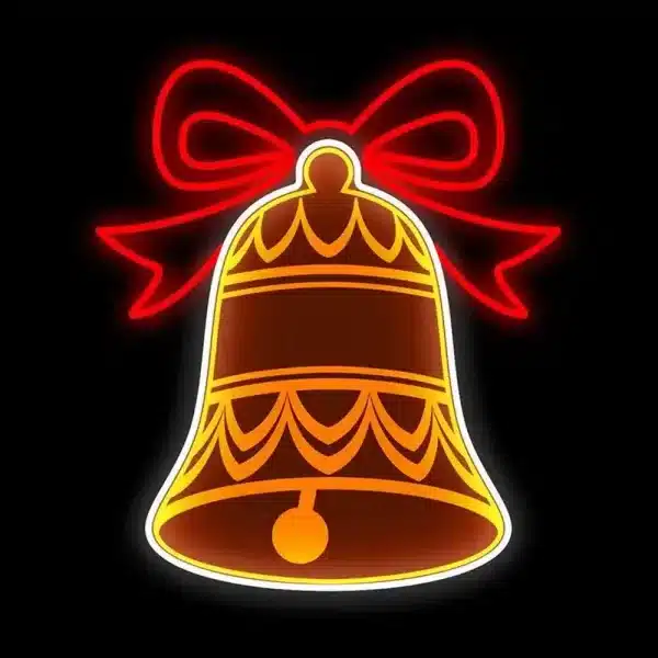 2D Christmas bell with bow decoration for outdoor use