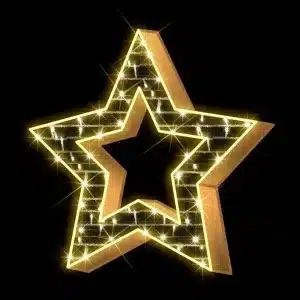2D golden Christmas star decoration for outdoor use