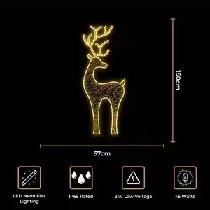 2D LED 150cm tall reindeer Christmas decoration size and features