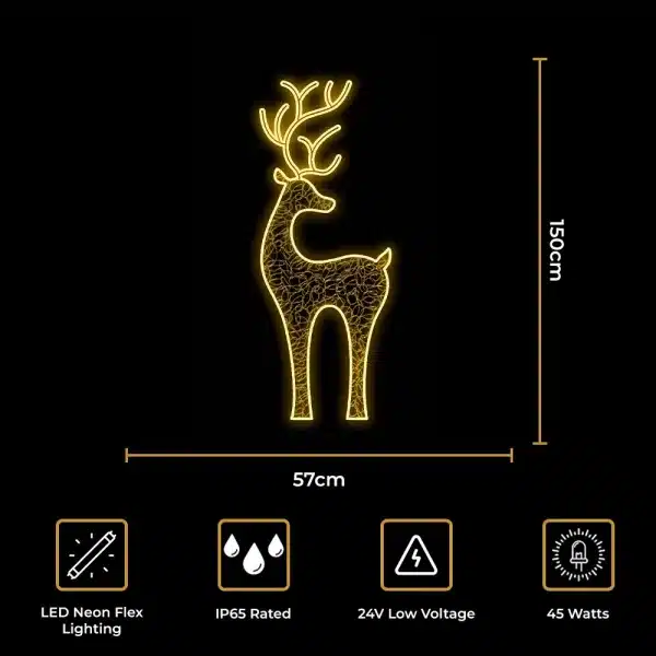 2D LED 150cm tall reindeer Christmas decoration size and features