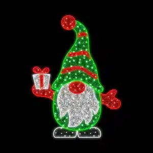 2D Santa gnome with gift Christmas decoration for outdoor use