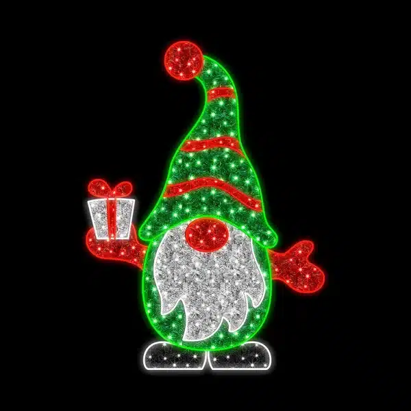 2D Santa gnome with gift Christmas decoration for outdoor use