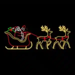 2D Santa sleight with reindeers Christmas decoration for outdoor use
