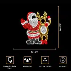 2D Santa With Rudolph Selfie Christmas Decoration Size and Features