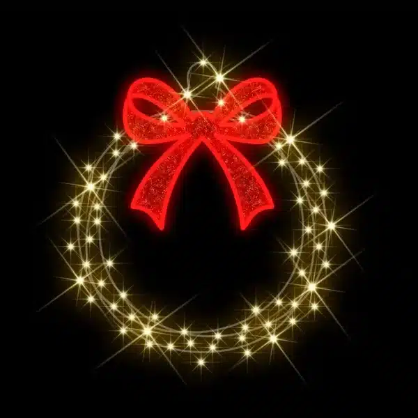 Christmas wreath with red bow 2D decoration for outdoor use