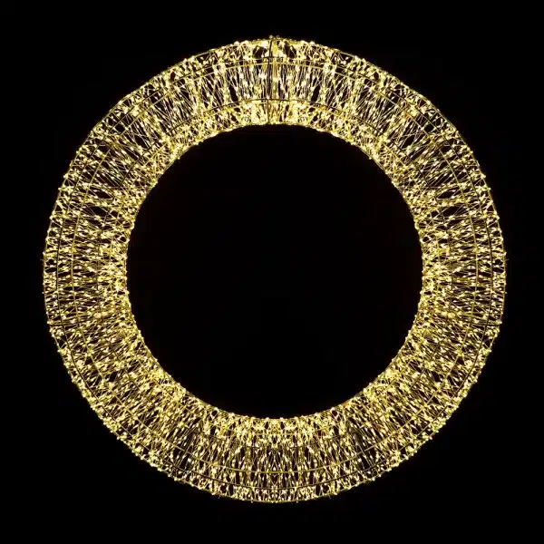 Gold frame pre-lit Christmas wreath 120cm with 9000 LEDs