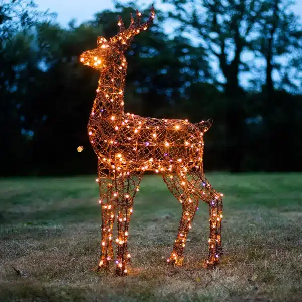 LED Christmas wicker reindeer with timer function 120cm tall outdoor decoration