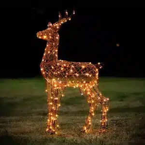LED Christmas wicker reindeer with timer function outdoor display