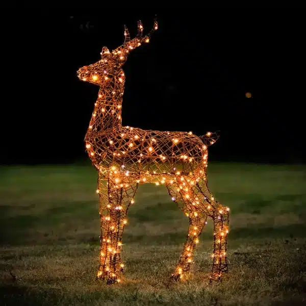 LED Christmas wicker reindeer with timer function outdoor display