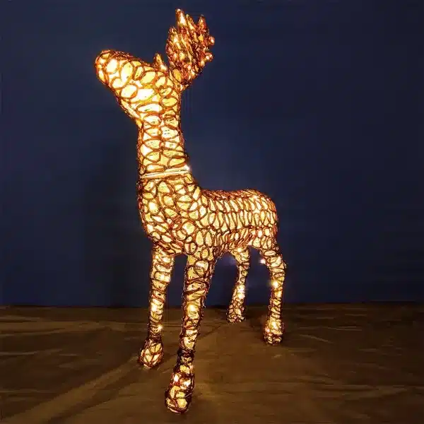 Light up medium LED standing reindeer outdoor Christmas decoration front view