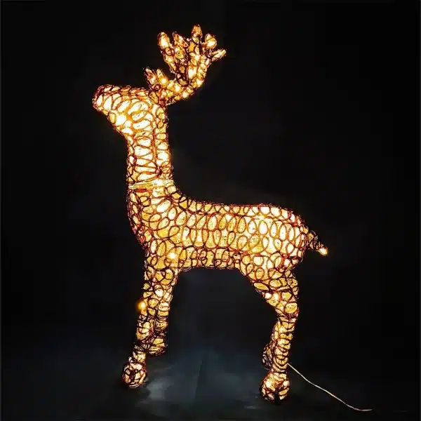 Light up medium LED standing reindeer outdoor Christmas decoration side view