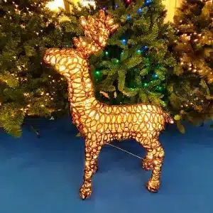 Light up medium LED standing reindeer outdoor Christmas decoration with 160 warm white LEDs