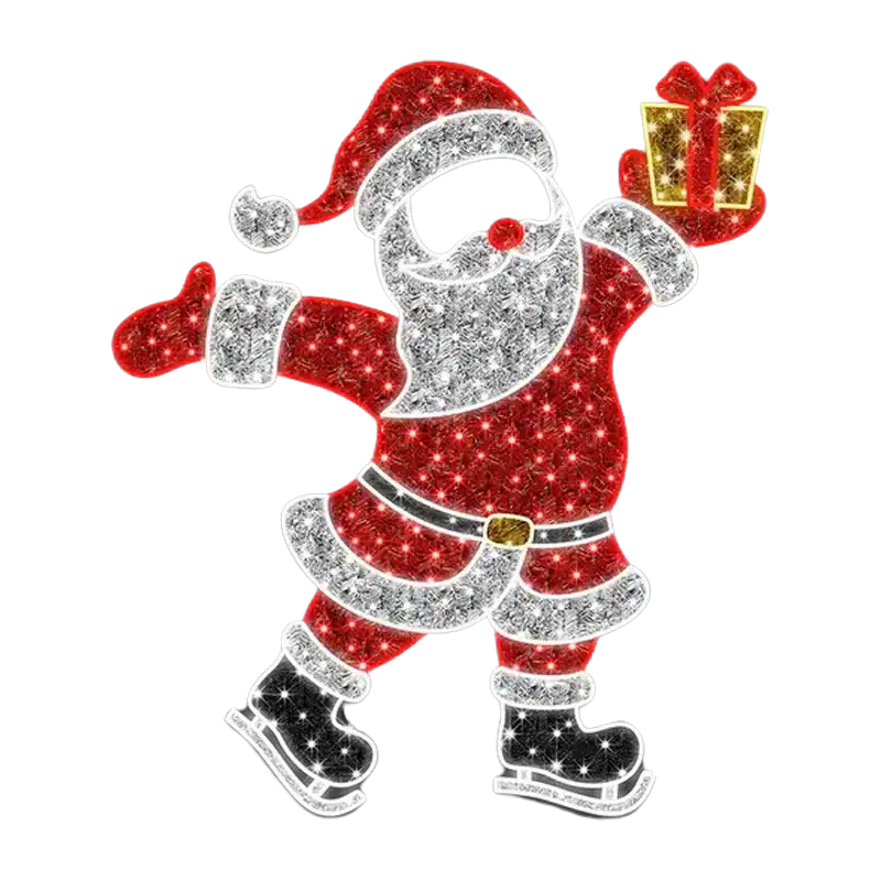 Skating Santa 2D selfie moment Christmas feature outdoor decoration
