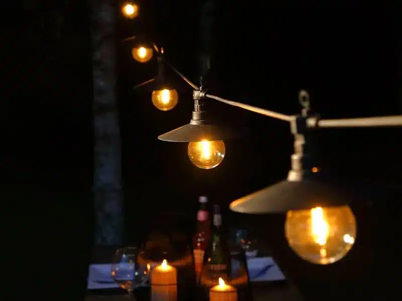 20 LED shade festoon lights ideal for garden parties, patios and outdoor seating areas