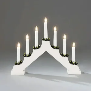 7 lights white wooden candlestick decoration for table tops and windowsills