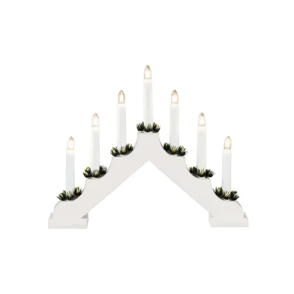 7 lights wooden candlestick in white colour for mantels and tabletops