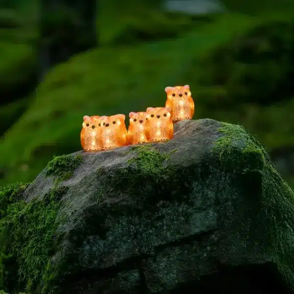 Acrylic owls family outdoor decoration set zoom out view