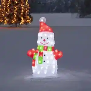 Snowman with scarf Christmas decoration made from acrylic for outdoor use