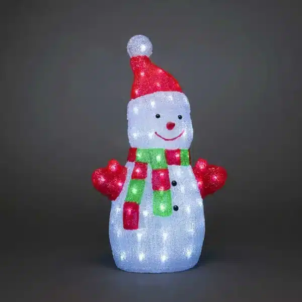 Snowman with scarf acrylic outdoor Christmas decoration 50cm tall