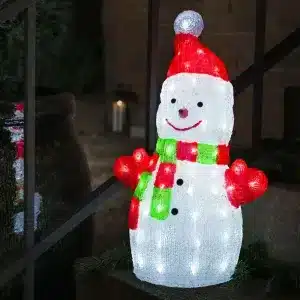 Snowman with scarf acrylic outdoor Christmas decoration 50cm tall made from acrylic with 88 ice white LEDs