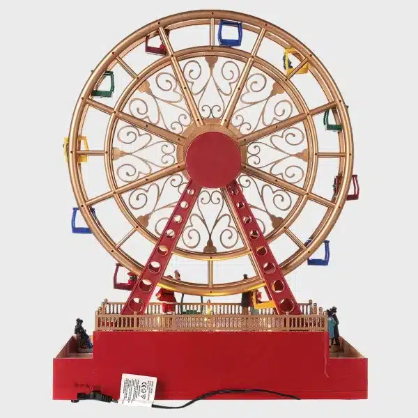 Animated musical Christmas Ferris wheel table decoration back view