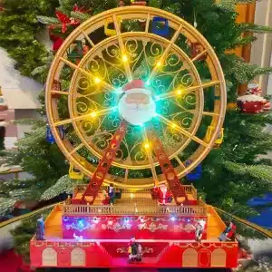 Animated musical Christmas Ferris wheel table decoration illuminated village scene
