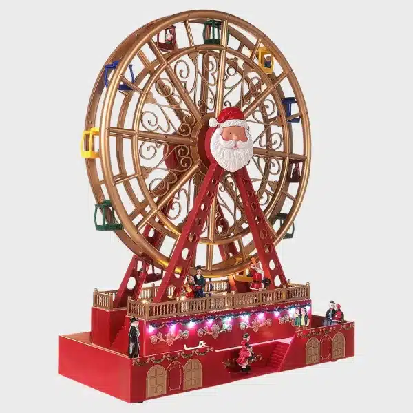 Animated musical Christmas Ferris wheel table decoration side view