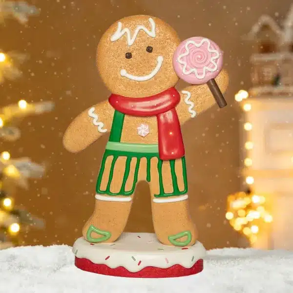 Battery operated LED large fibreglass gingerbread boy Christmas decoration