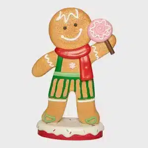 Battery operated LED large fibreglass gingerbread boy with candy Christmas decoration