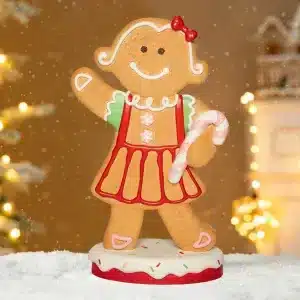 Battery operated LED large fibreglass gingerbread girl Christmas decoration