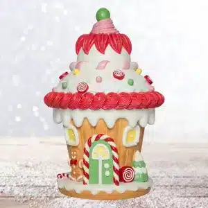 Battery operated LED large fibreglass gingerbread house 1 metre tall Christmas decoration